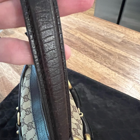 Gucci GG114890 Brown Horsebit Canvas Leather Shoulder Bag Tote with dust bag! - Picture 7 of 10